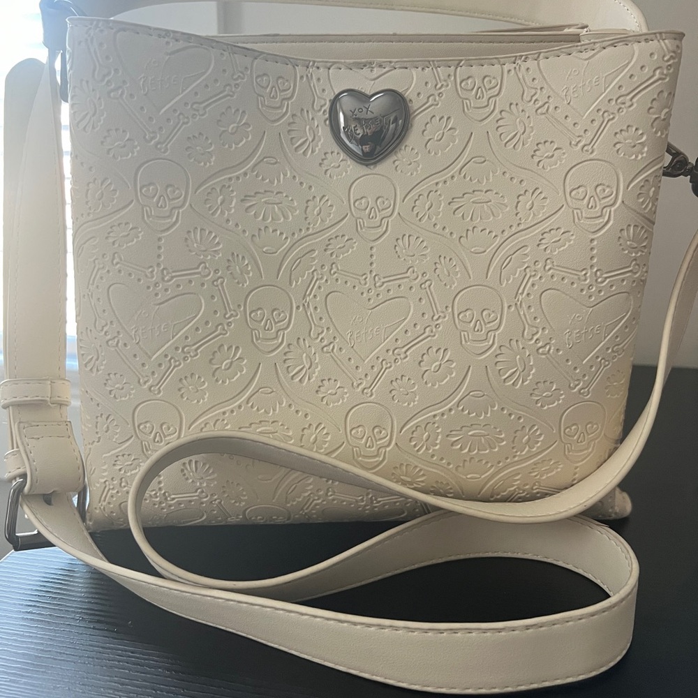 Betsy Johnson Cream Embossed Shoulder Bag